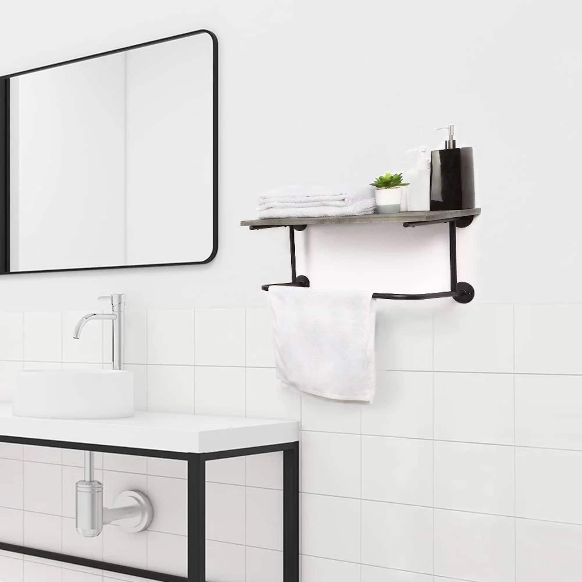 NEX™ Gray Wall Mounted Industrial Rustic Wood & Metal Coat Rack